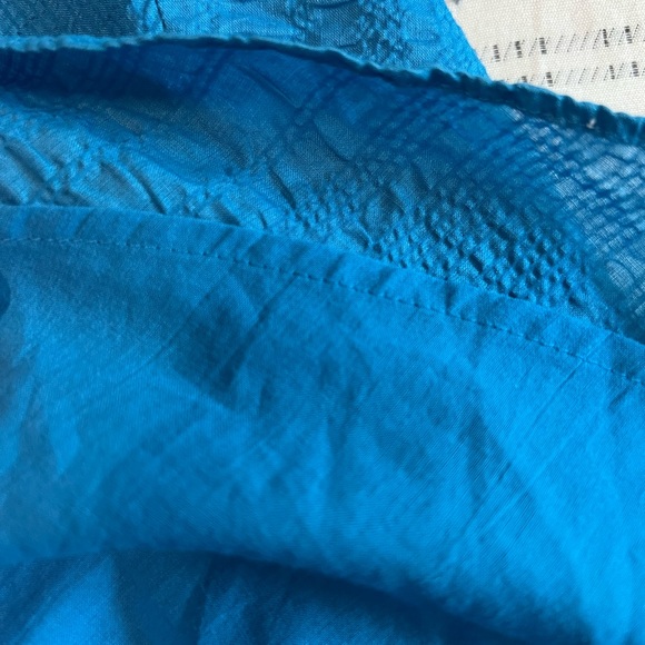 Strapless cyan blue lightweight textured dress - Picture 6 of 7